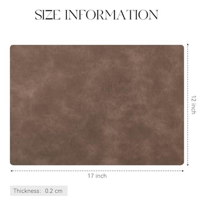 MOSAYT Vinyl Faux Leather Placemats, Set of 6, Brown - color: Brown