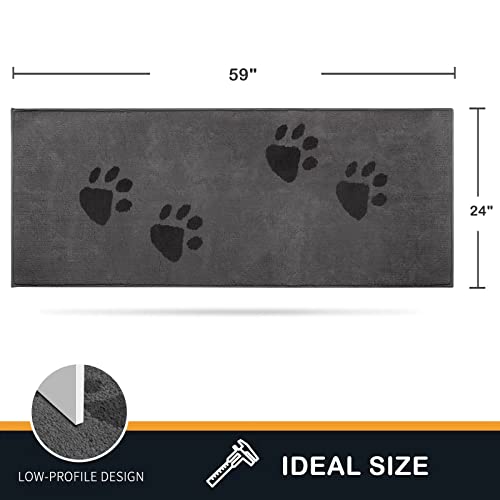 PURRUGS Hallway Runner Rug, 24" x 59", Grey - color: Grey, size: 24" X 59"