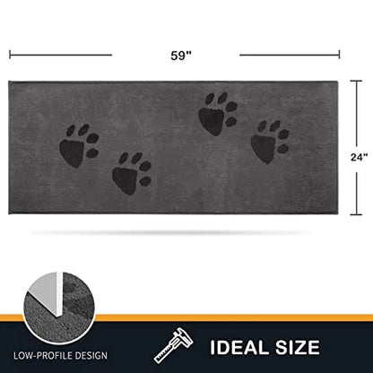 PURRUGS Hallway Runner Rug, 24" x 59", Grey - color: Grey, size: 24" X 59"