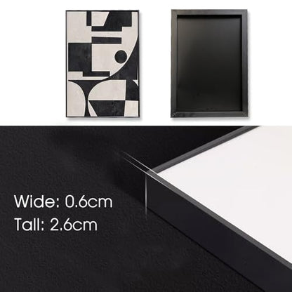 QKF 3Pcs Black White Geometric Textured Crystal Framed Canvas Wall Art Set - color: Retro Black And White, size: 16" X 24" X 3 pieces