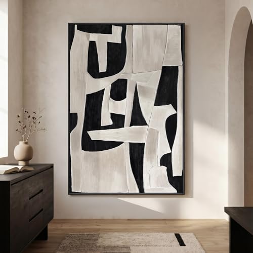 Extra Large Framed Black White Abstract Wall Art for Living Room, 40x60 In - color: Black and White A, size: 60"L x 40"W