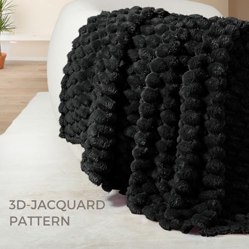 Whale Flotilla Soft 3D Jacquard Fleece Throw Blanket for Couch & Bed, Black - color: Black, size: Throw(50x60 Inch)