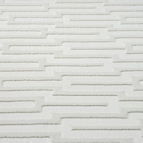 Abani Neutral Cream Area Rug for Living Room, Bedroom - Geometric Pattern - 2' x 3' - Durable & Easy to Clean - size: 2' x 3' (Rectangular)