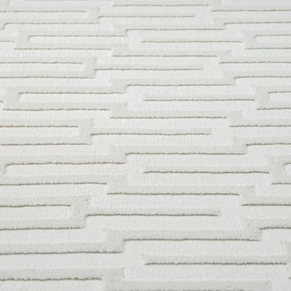 Abani Neutral Cream Area Rug for Living Room, Bedroom - Geometric Pattern - 2' x 3' - Durable & Easy to Clean - size: 2' x 3' (Rectangular)
