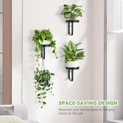 3 Pack Wall Plant Holder for Hanging Planters Indoor Outdoor Black - color: Black-3pcs15cm
