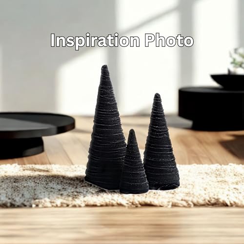Black Velvet Trees Set of 3, Modern Black and White, Holiday Entryway, Winter Home Mantel, Valentine Tabletop Tree, Centerpiece Holiday Table, Minimalist (Black) - color: Black