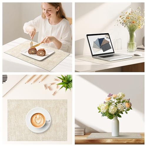 DOLOPL Placemats Set of 12, Reversible Faux Leather Place Mats, Beige - color: Beige, size: Set of 12