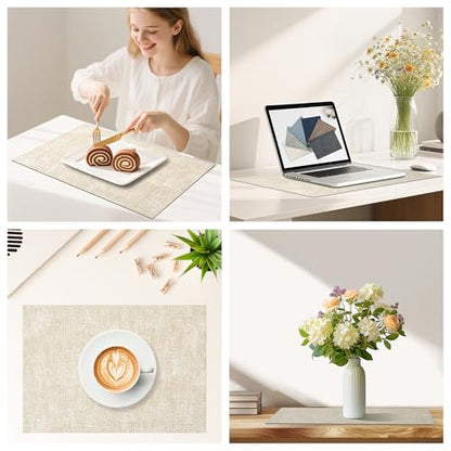 DOLOPL Placemats Set of 8, Reversible Faux Leather Place Mats, Beige - color: Beige, size: Set of 8