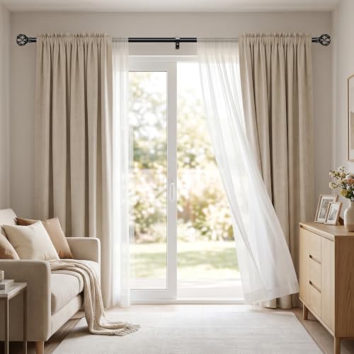 2 Pack Black Curtain Rod 36-91, 1 Inch Curtain Rods for Windows - color: Black, size: 36"-91" (2 Pack)