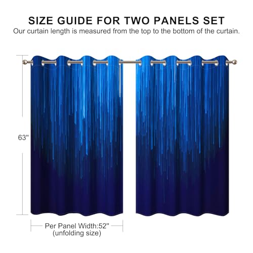 Navy Blue Blackout Curtains for Bedroom, Ombre Blackout Curtains 63 Inch Length 2 Panels Set, Thermal Insulated Room Darkening Drapes with Grommet Top, 52W x 63L - color: 04 Blue, size: 52"W x 63"L (Pack of 2)