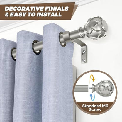 KAMANINA 1 Inch Curtain Rod 36-72 Inch, Antique Silver Single Drapery Rods - color: Antique Silver, size: 36-72"