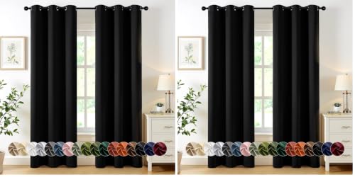 MIULEE Blackout Curtains for Bedroom Living Room 2 Panels, Thermal Insulated Room Darkening Drapes Grommet Noise Reducing Light Blocking Window Treatments 84 Inches Long 40x84 Inch Black (Pack of 2) - color: Black, size: 40"W x 84"L (Pack of 4)
