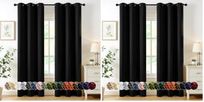 MIULEE Blackout Curtains for Bedroom Living Room 2 Panels, Thermal Insulated Room Darkening Drapes Grommet Noise Reducing Light Blocking Window Treatments 84 Inches Long 40x84 Inch Black (Pack of 2) - color: Black, size: 40"W x 84"L (Pack of 4)
