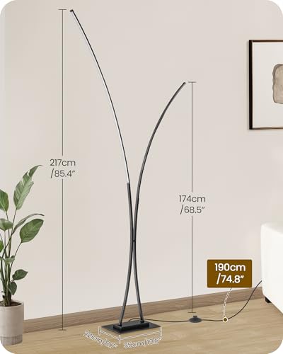 RGB Arc Floor Lamp, Dimmable Double-Light Standing Lamp, 3CCT, Remote & Foot Switch, for Living Room, Office, Bedroom, Black RB61LD05 - color: RGB (Red, Green, Blue)