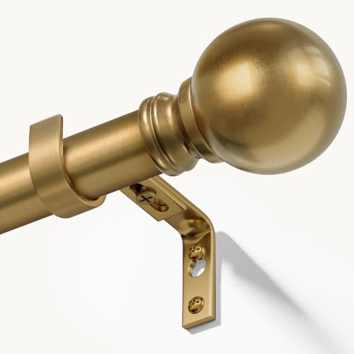 Warm Gold Curtain Rods 16-120 Inch Heavy Duty 1 Inch Diameter - color: Brass, size: 16"-120"|1 Pack