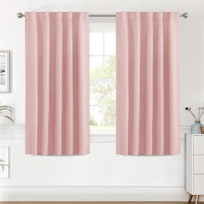 H.VERSAILTEX Blackout Curtains Thermal Insulated Window Treatment Panels Room Darkening Blackout Drapes for Living Room Back Tab/Rod Pocket Bedroom Draperies (2 Panels, Baby Pink, 42 x 54 Inch) - color: Baby Pink, size: 42"W x 54"L (Pack of 2)