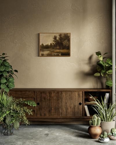ARPEOTCY Vintage Framed Canvas Wall Art, 12x16 Inch Vintage Lakeside Wall Art for Living Room Bedroom Gallery, Farmhouse Picture with Frame, Retro Landscape Bathroom Decor Aesthetic - color: Bernet's Swamp, size: 16"L x 12"W