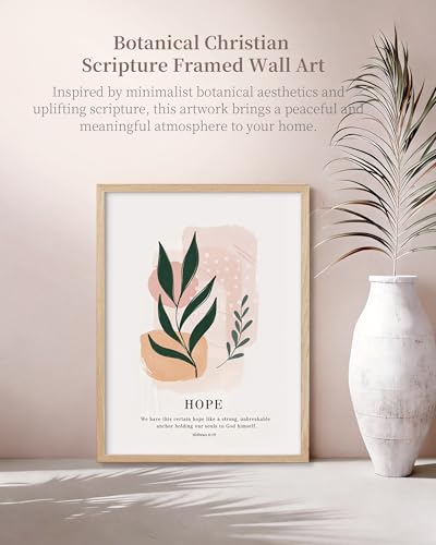 HesenDot Hope Natural OAK Wood Framed Wall Art,12x16in Christian Print - color: Bible Verse Hope