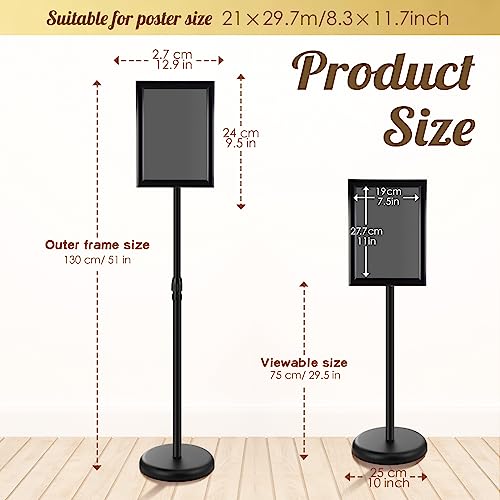 LEIFIDE 8 Pack Black 8.3 x 11.7'' A4 Adjustable Pedestal Sign Holder - color: Black, size: 8.3 x 11.7''