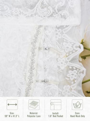 Molaxhome White Lace Window Valance Curtains Swag Victorian Gothic Style - color: White, size: 98.4"W x 41.3"L (Pack of 1)