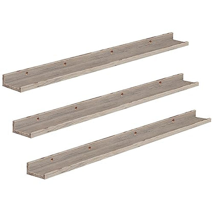 HOOBRO Floating Shelves, Wall Shelf Set of 3, 47.2 Inches Hanging Shelf - color: Greige, size: 47.2 Inches