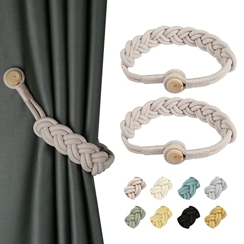 BEL AVENIR Curtain Tiebacks Magnetic 2 Pack Woven Drapery Holdback - color: Blush--2pack