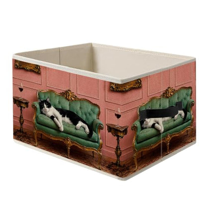 Whimsical Tuxedo Cat Red Wine Storage Basket Organizer - color: Tuxedo Cat