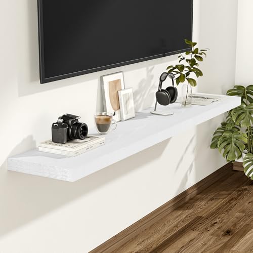 Vivelove 48 Inch White Floating Shelves, 12 Inches Deep Shelves, Set of 2 - color: White, size: 48”wx12”dx1.5”h