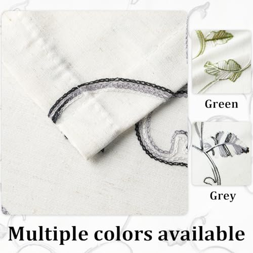 VOGOL Gray Leaf Embroidered Linen Textured Valance, 60 x 18, 1 Panel - color: Grey, size: 60"W x 18"L (Pack of 1)