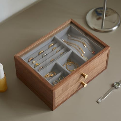 Black Walnut Jewelry Organizer, 2 Layer - size: 2 Layer