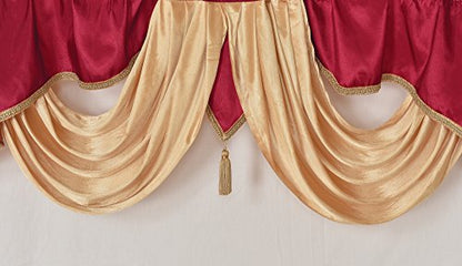 Valarie Fancy Window Valance. 54 x 18 inches. Taffeta Fabric with Soft Satin Swag. Add Some Royal luxruy Accent to Your Home. (Burgundy) - color: Burgundy, size: 54"W x 18"L (Pack of 1)