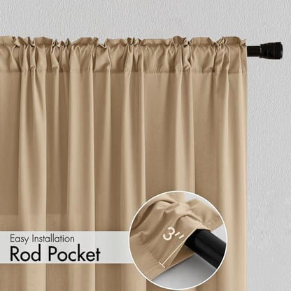 MIULEE Brown Semi Sheer Privacy Curtains Drapes 2 Panels 52W x 84L - color: Brown, size: 52"W x 84"L (Pack of 2)