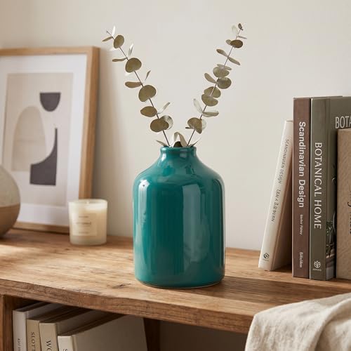 Sunddo Green Ceramic Vase, 7 Inch - color: Dark Green, size: 7 inch
