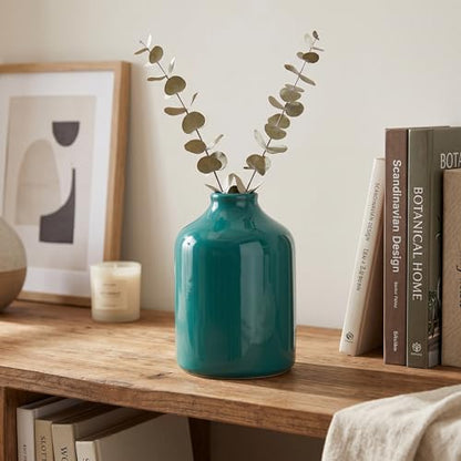 Sunddo Green Ceramic Vase, 7 Inch - color: Dark Green, size: 7 inch