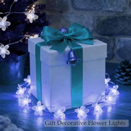 USB/Battery Powered 10ft 30 LED Cool White Fairy Cherry Flower String Light - color: White