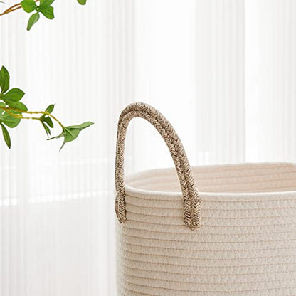 VIPOSCO 30L Small Woven Laundry Basket Hamper, White Brown - color: Brown, size: 30L