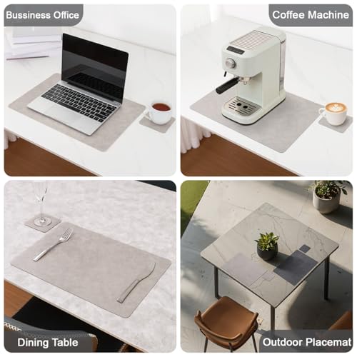 Vinyl Placemats Set of 4, Dual Sided Place Mats with Drink Coasters - color: Light Gray/Dark Gray Two-tone, size: Set of 4