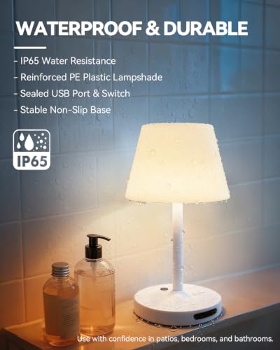 SAIWEYA Outdoor Waterproof Shower Lamp, 5200mAh Rechargeable Bathroom Lamp - color: White, size: 5200mAh