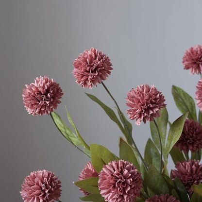 6 Pcs 27"Artificial Pompon Mum Silk Flower Stems for Vase (Warm Pink) - color: Warm Pink