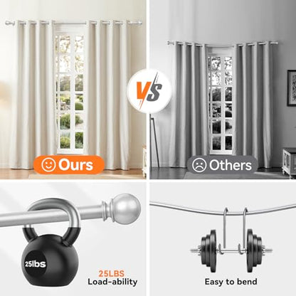 Silver Curtain Rods for Windows 28-48In,2 Pack Adjustable Small Curtain Rod - color: Silver, size: 28-48"(2 Pack)