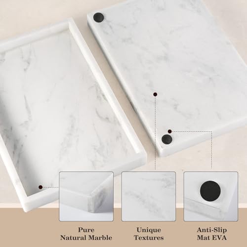 Natural Marble Bathroom Tray, 12"x8" Stone Vanity Decorative Counter Trays - color: 12"x8"-namib Bianco
