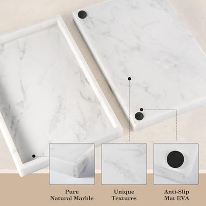 Natural Marble Bathroom Tray, 12"x8" Stone Vanity Decorative Counter Trays - color: 12"x8"-namib Bianco