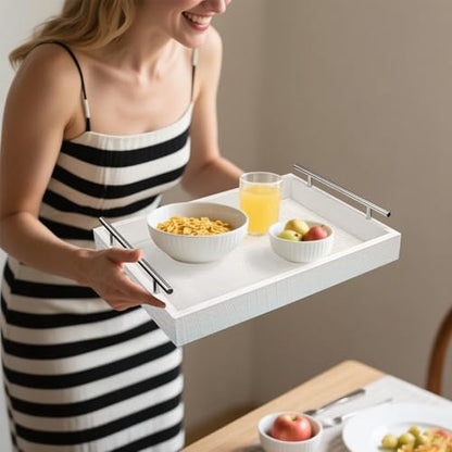 White Faux Leather Serving Tray, 16" x 12" Rectangular - color: Matte White