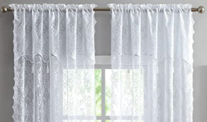 Warm Home Designs White Lace Curtain Panels with Valances. L White 84 - color: White, size: 54"W x 84"L (Pack of 2)