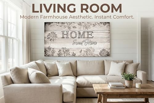 HUADAOART Home Sweet Home Canvas Wall Art – Framed Inspirational Quote Print for Living Room Entryway Farmhouse Decor Waterproof 20x40 Inch - size: 40"L x 20"W
