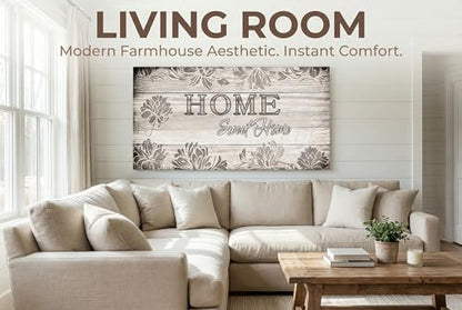 HUADAOART Home Sweet Home Canvas Wall Art – Framed Inspirational Quote Print for Living Room Entryway Farmhouse Decor Waterproof 20x40 Inch - size: 40"L x 20"W