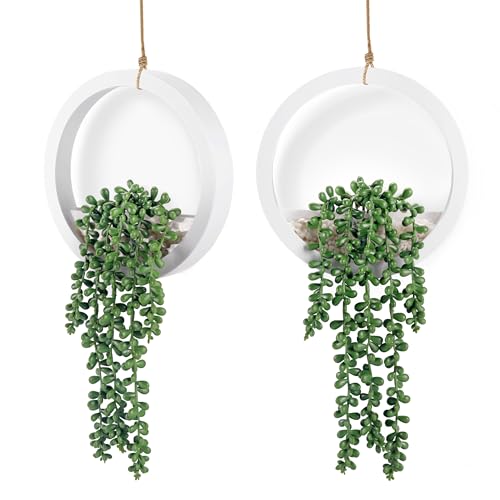 Der Rose 2 Pack Hanging Artificial String of Pearls for Wall Decor - color: White, size: 7.87"W * 16"H