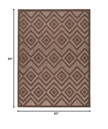 Nourison Home Versatile Brown 5' x 7' Area Rug - Easy Clean, Non Shedding, Bed Room, Living Room, Dining Room, Kitchen (5' x 7') - color: Brown, size: 5' x 7' (Rectangular)