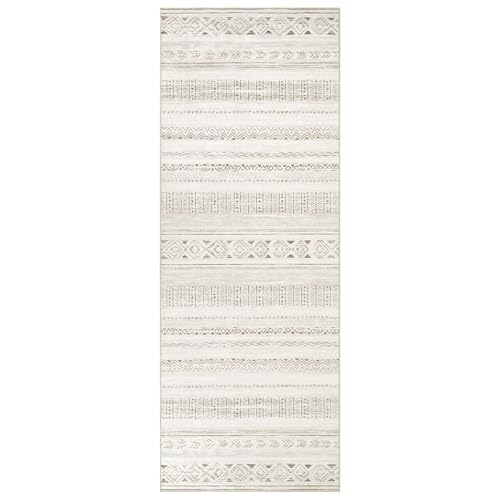 cotiled Hallway 3x10 Runner Rugs Washable Boho Rug Brown Cream - color: Light Brown/Cream, size: 3' x 12' (Runner)