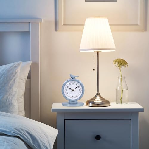 Classic Vintage Analog Mantel Desk Clock, Bright Blue